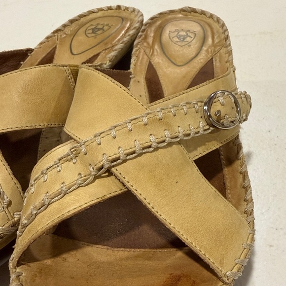 Atiat Tan Leather Wedge Sandals